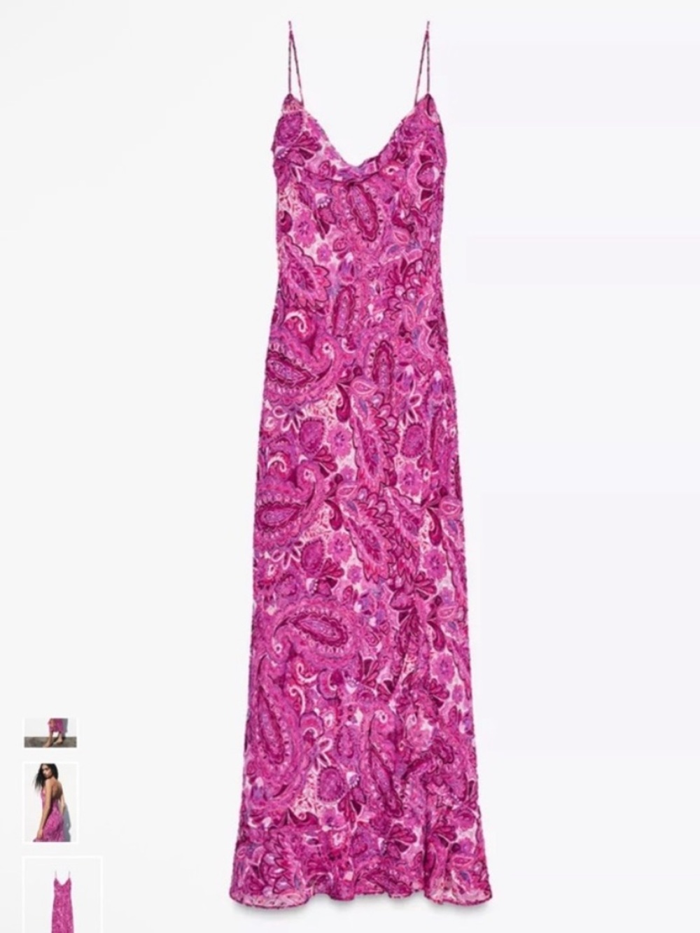 Zara Paisley Midi Dress - Women's Pink Paisley Slip Dress